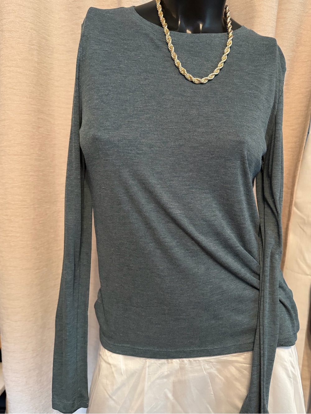 Old Navy Slate Green Long-Sleeve Crewneck Top